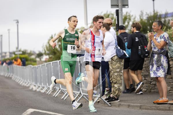 Picture by Sophie Rabey.  18-07-25.  ISLAND GAMES 2025 in Orkney.  
Mens Half Marathon.  Sammy Galpin, James Priest and Ethan Woodhead raced for Guernsey.