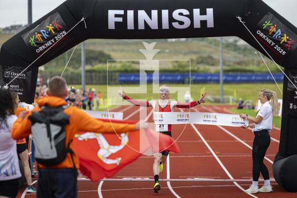 Picture by Sophie Rabey.  18-07-25.  ISLAND GAMES 2025 in Orkney.  
Mens Half Marathon.  Sammy Galpin, James Priest and Ethan Woodhead raced for Guernsey.