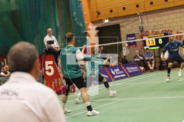 Picture by Sophie Rabey.  18-07-25.  ISLAND GAMES 2025 in Orkney.  
Badminton - Mens doubles final - Alex Tapp and David Trebert.