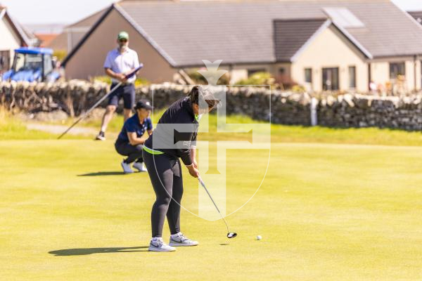 Picture by Sophie Rabey.  16-07-25.  ISLAND GAMES 2025 in Orkney.  
Womens Golf at Orkney Golf Club.
Lily McNeela.