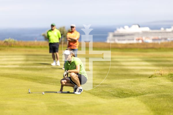 Picture by Sophie Rabey.  16-07-25.  ISLAND GAMES 2025 in Orkney.  
Womens Golf at Orkney Golf Club.
Mary Bate.