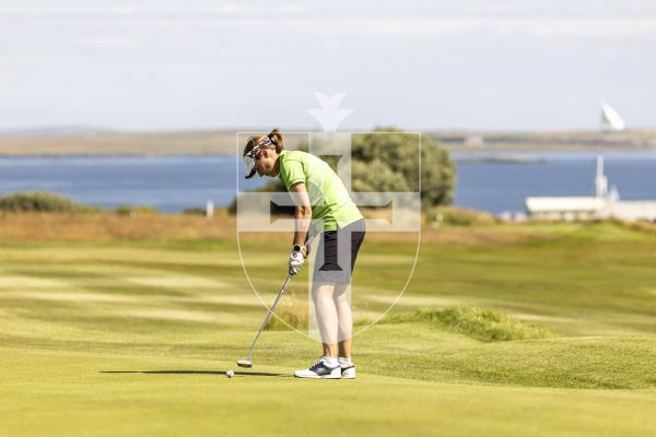 Picture by Sophie Rabey.  16-07-25.  ISLAND GAMES 2025 in Orkney.  
Womens Golf at Orkney Golf Club.
Mary Bate.