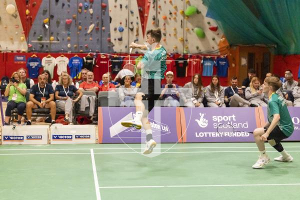 Picture by Sophie Rabey.  18-07-25.  ISLAND GAMES 2025 in Orkney.  
Badminton - Mens doubles final - Alex Tapp and David Trebert.
