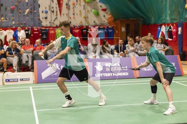 Picture by Sophie Rabey.  18-07-25.  ISLAND GAMES 2025 in Orkney.  
Badminton - Mens doubles final - Alex Tapp and David Trebert.