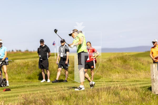 Picture by Sophie Rabey.  16-07-25.  ISLAND GAMES 2025 in Orkney.  
Womens Golf at Orkney Golf Club.
Mary Bate.