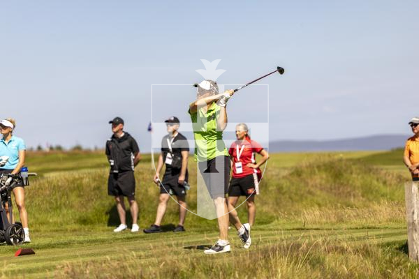 Picture by Sophie Rabey.  16-07-25.  ISLAND GAMES 2025 in Orkney.  
Womens Golf at Orkney Golf Club.
Mary Bate.