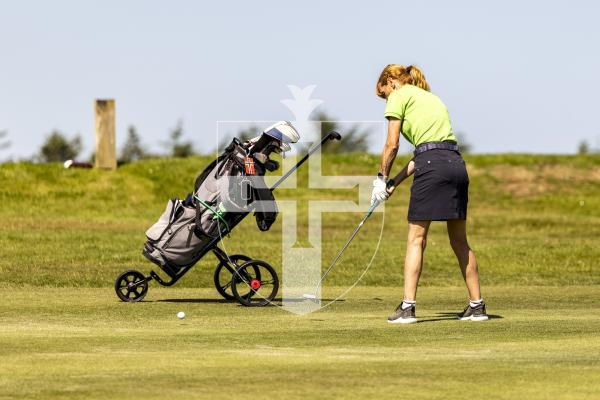 Picture by Sophie Rabey.  16-07-25.  ISLAND GAMES 2025 in Orkney.  
Womens Golf at Orkney Golf Club.
Sally Ingrouille.