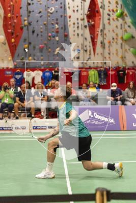 Picture by Sophie Rabey.  18-07-25.  ISLAND GAMES 2025 in Orkney.  
Badminton - Mens doubles final - Alex Tapp and David Trebert.
