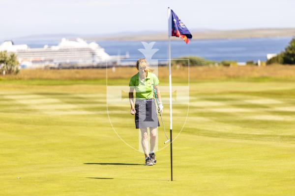 Picture by Sophie Rabey.  16-07-25.  ISLAND GAMES 2025 in Orkney.  
Womens Golf at Orkney Golf Club.
Sally Ingrouille.