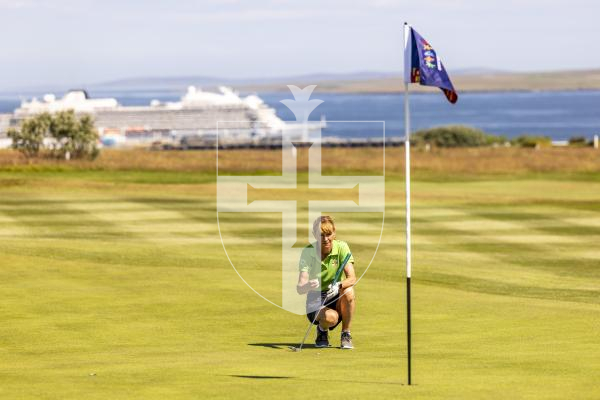 Picture by Sophie Rabey.  16-07-25.  ISLAND GAMES 2025 in Orkney.  
Womens Golf at Orkney Golf Club.
Sally Ingrouille.