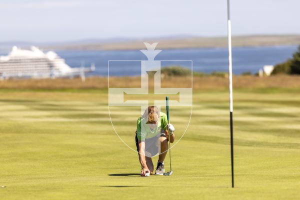 Picture by Sophie Rabey.  16-07-25.  ISLAND GAMES 2025 in Orkney.  
Womens Golf at Orkney Golf Club.
Sally Ingrouille.