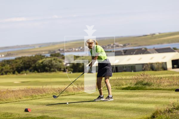 Picture by Sophie Rabey.  16-07-25.  ISLAND GAMES 2025 in Orkney.  
Womens Golf at Orkney Golf Club.
Sally Ingrouille.