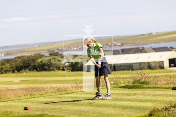 Picture by Sophie Rabey.  16-07-25.  ISLAND GAMES 2025 in Orkney.  
Womens Golf at Orkney Golf Club.
Sally Ingrouille.