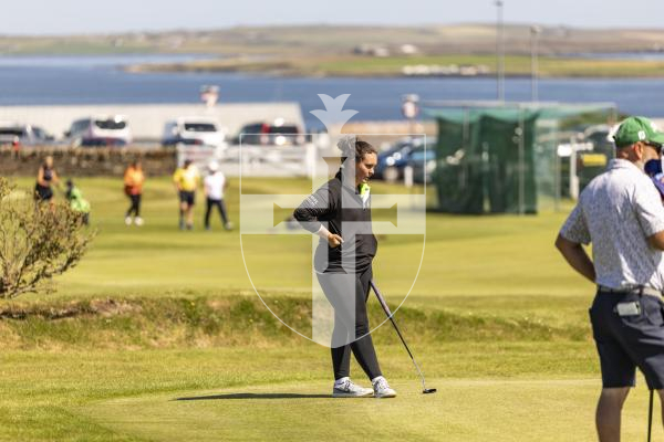 Picture by Sophie Rabey.  16-07-25.  ISLAND GAMES 2025 in Orkney.  
Womens Golf at Orkney Golf Club.
Lily McNeela.