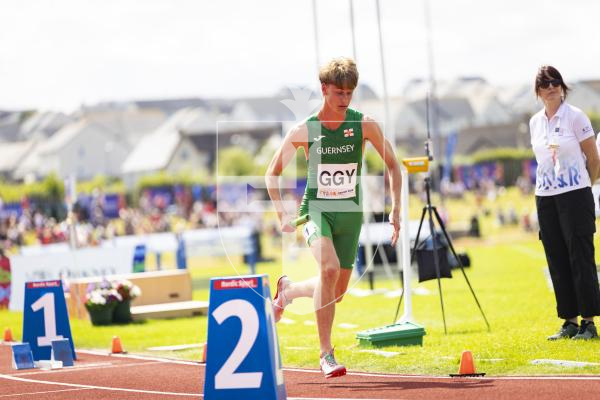 Picture by Sophie Rabey.  18-07-25.  ISLAND GAMES 2025 in Orkney.  
Athletics - Mens 4 x 100m Relay.