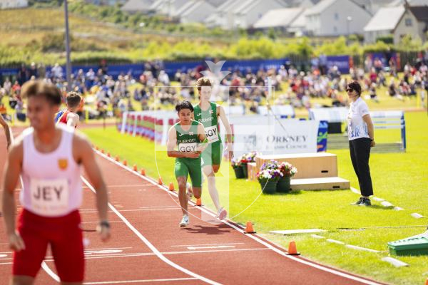 Picture by Sophie Rabey.  18-07-25.  ISLAND GAMES 2025 in Orkney.  
Athletics - Mens 4 x 100m Relay.