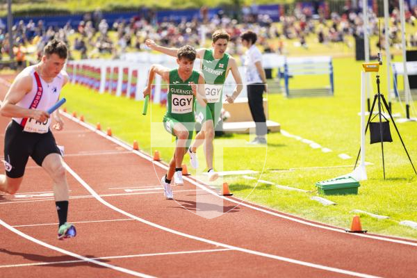 Picture by Sophie Rabey.  18-07-25.  ISLAND GAMES 2025 in Orkney.  
Athletics - Mens 4 x 100m Relay.
