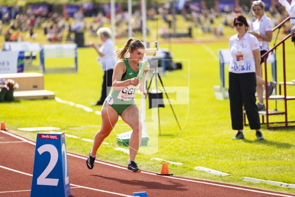 Picture by Sophie Rabey.  18-07-25.  ISLAND GAMES 2025 in Orkney.  
Athletics - 4 x 400m Women - Amelia Hart, Darcey Hodgson, Emily Pike and Abi Galpin won Silver.