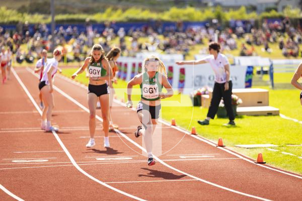 Picture by Sophie Rabey.  18-07-25.  ISLAND GAMES 2025 in Orkney.  Athletics - 4 x 400m Women - Amelia Hart, Darcey Hodgson, Emily Pike and Abi Galpin won Silver.