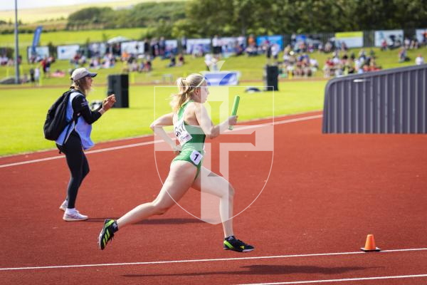 Picture by Sophie Rabey.  18-07-25.  ISLAND GAMES 2025 in Orkney.  Athletics - 4 x 400m Women - Amelia Hart, Darcey Hodgson, Emily Pike and Abi Galpin won Silver.