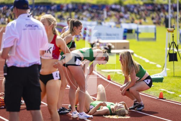 Picture by Sophie Rabey.  18-07-25.  ISLAND GAMES 2025 in Orkney.  Athletics - 4 x 400m Women - Amelia Hart, Darcey Hodgson, Emily Pike and Abi Galpin won Silver.
