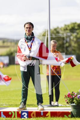 Picture by Sophie Rabey.  18-07-25.  ISLAND GAMES 2025 in Orkney.  Athletics - Gian-Luca Robilliard won Bronze in the Mens 800m
