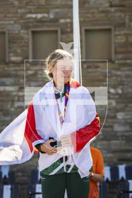 Picture by Sophie Rabey.  16-07-25.  ISLAND GAMES 2025 in Orkney.  
Cycling Road Race - Womens.
Pippa Inderwick won individual Gold.