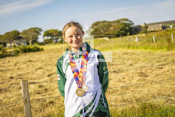 Picture by Sophie Rabey.  16-07-25.  ISLAND GAMES 2025 in Orkney.  
Cycling Road Race - Womens.
Pippa Inderwick won individual Gold.