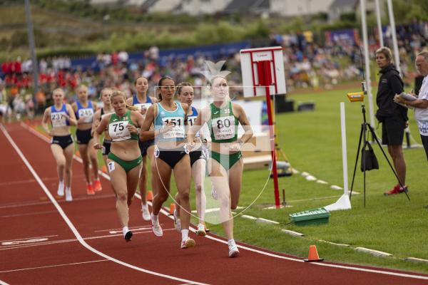 Picture by Sophie Rabey.  16-07-25.  ISLAND GAMES 2025 in Orkney.  
5000m Women - Eloise Scholes and Nicole Petit raced for Guernsey and Emma Etheredge for Alderney.