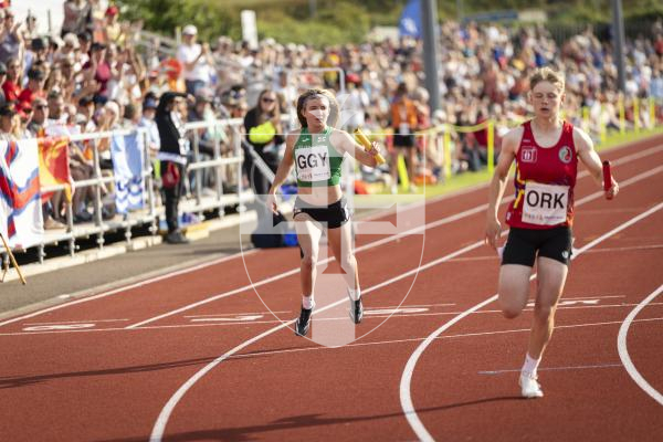 Picture by Sophie Rabey.  17-07-25.  ISLAND GAMES 2025 in Orkney.  
4 x 100m Relay Women