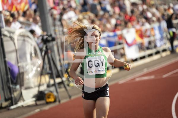 Picture by Sophie Rabey.  17-07-25.  ISLAND GAMES 2025 in Orkney.  
4 x 100m Relay Women