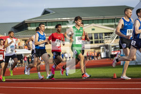 Picture by Sophie Rabey.  17-07-25.  ISLAND GAMES 2025 in Orkney.  
Athletics - Mens 5000m - Chris Bain took Gold for Guernsey.