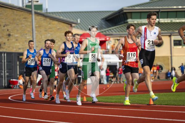 Picture by Sophie Rabey.  17-07-25.  ISLAND GAMES 2025 in Orkney.  
Athletics - Mens 5000m - Chris Bain took Gold for Guernsey.