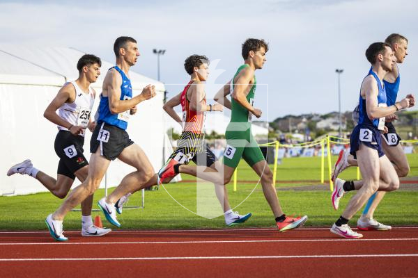 Picture by Sophie Rabey.  17-07-25.  ISLAND GAMES 2025 in Orkney.  
Athletics - Mens 5000m - Chris Bain took Gold for Guernsey.