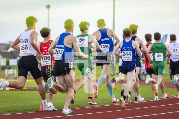 Picture by Sophie Rabey.  17-07-25.  ISLAND GAMES 2025 in Orkney.  
Athletics - Mens 5000m - Chris Bain took Gold for Guernsey.