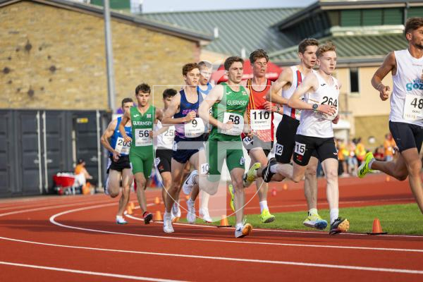 Picture by Sophie Rabey.  17-07-25.  ISLAND GAMES 2025 in Orkney.  
Athletics - Mens 5000m - Chris Bain took Gold for Guernsey.