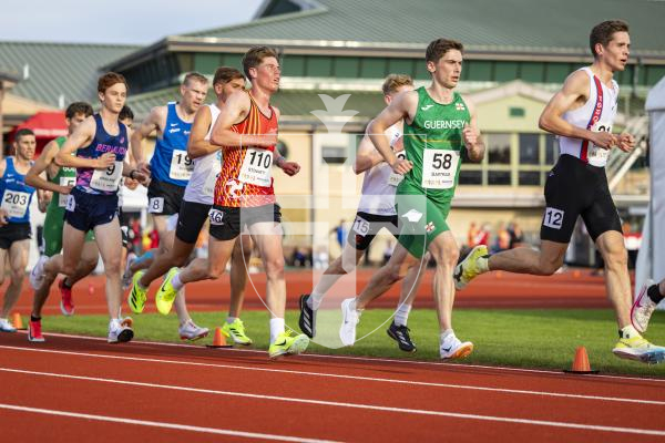 Picture by Sophie Rabey.  17-07-25.  ISLAND GAMES 2025 in Orkney.  
Athletics - Mens 5000m - Chris Bain took Gold for Guernsey.