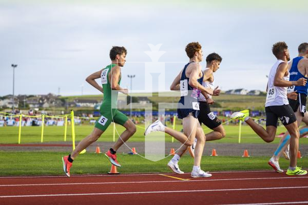 Picture by Sophie Rabey.  17-07-25.  ISLAND GAMES 2025 in Orkney.  
Athletics - Mens 5000m - Chris Bain took Gold for Guernsey.