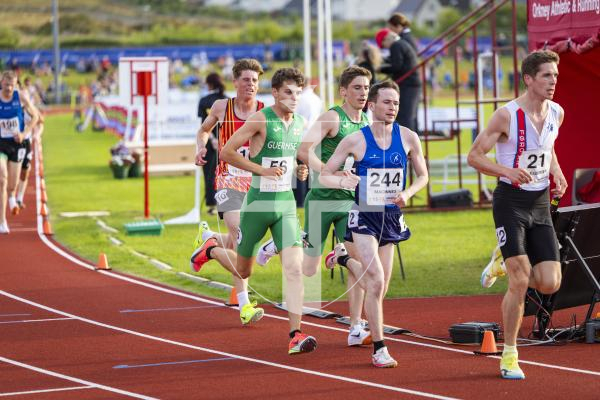 Picture by Sophie Rabey.  17-07-25.  ISLAND GAMES 2025 in Orkney.  
Athletics - Mens 5000m - Chris Bain took Gold for Guernsey.