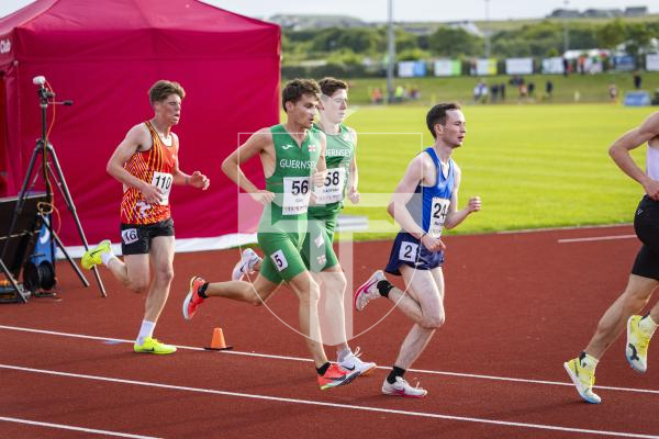 Picture by Sophie Rabey.  17-07-25.  ISLAND GAMES 2025 in Orkney.  
Athletics - Mens 5000m - Chris Bain took Gold for Guernsey.