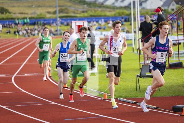 Picture by Sophie Rabey.  17-07-25.  ISLAND GAMES 2025 in Orkney.  
Athletics - Mens 5000m - Chris Bain took Gold for Guernsey.