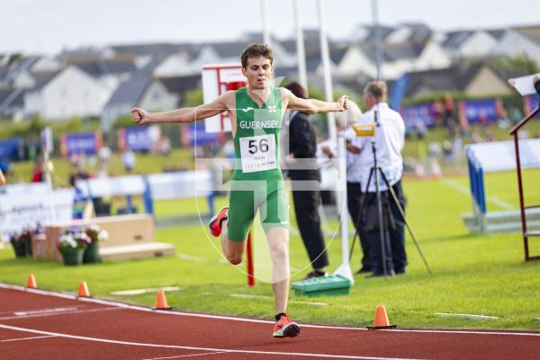 Picture by Sophie Rabey.  17-07-25.  ISLAND GAMES 2025 in Orkney.  
Athletics - Mens 5000m - Chris Bain took Gold for Guernsey.