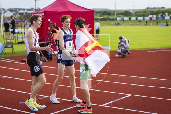 Picture by Sophie Rabey.  17-07-25.  ISLAND GAMES 2025 in Orkney.  
Athletics - Mens 5000m - Chris Bain took Gold for Guernsey.
