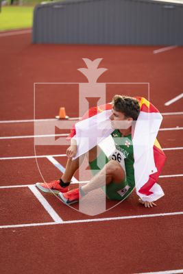 Picture by Sophie Rabey.  17-07-25.  ISLAND GAMES 2025 in Orkney.  
Athletics - Mens 5000m - Chris Bain took Gold for Guernsey.