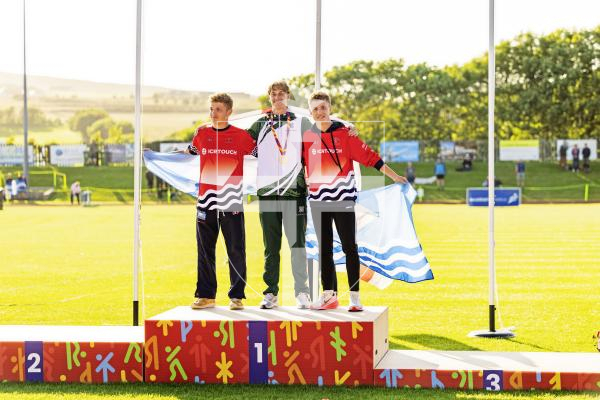Picture by Sophie Rabey.  15-07-25.  ISLAND GAMES 2025 in Orkney.  
Nicolas Ackermann won the Gold medal in the 400m Hurdles.