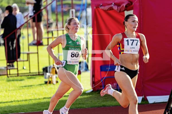 Picture by Sophie Rabey.  15-07-25.  ISLAND GAMES 2025 in Orkney.  
Athletics - Womens 1500m.
Eloise Scholes.