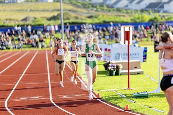 Picture by Sophie Rabey.  15-07-25.  ISLAND GAMES 2025 in Orkney.  
Athletics - Womens 1500m.
Eloise Scholes.