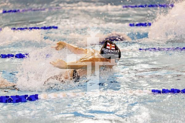Picture by Sophie Rabey.  15-07-25.  ISLAND GAMES 2025 in Orkney.  
Swimming - Womens 4 x 50m Medley Relay.  
Orla Rabey.