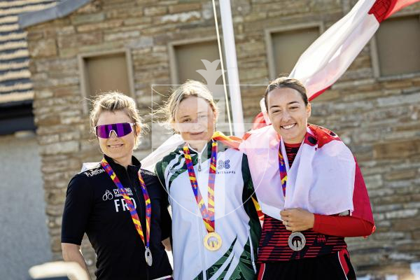 Picture by Sophie Rabey.  16-07-25.  ISLAND GAMES 2025 in Orkney.  
Cycling Road Race - Womens.
Pippa Inderwick won individual Gold.