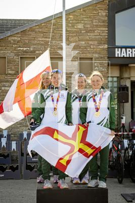 Picture by Sophie Rabey.  16-07-25.  ISLAND GAMES 2025 in Orkney.  
Cycling Road Race - Women won team Gold.